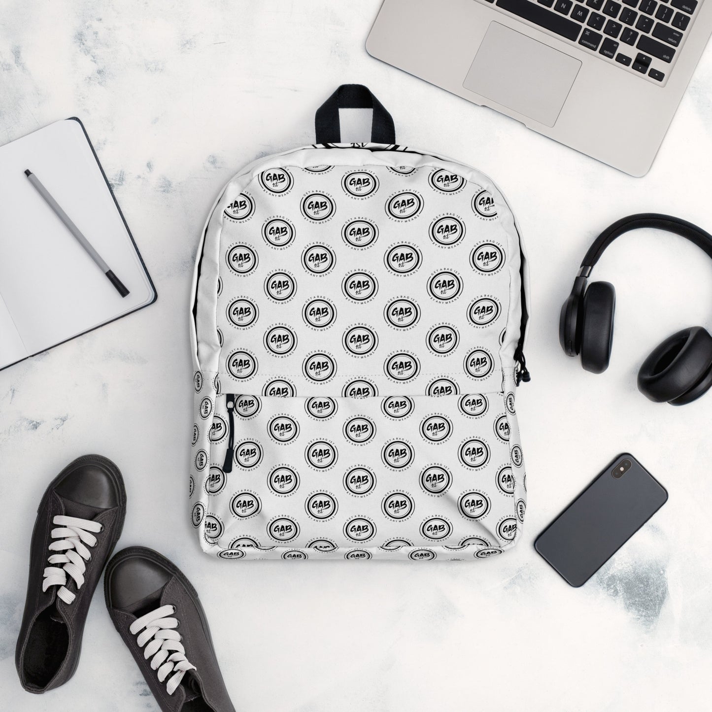 Multi Logo Print Backpack